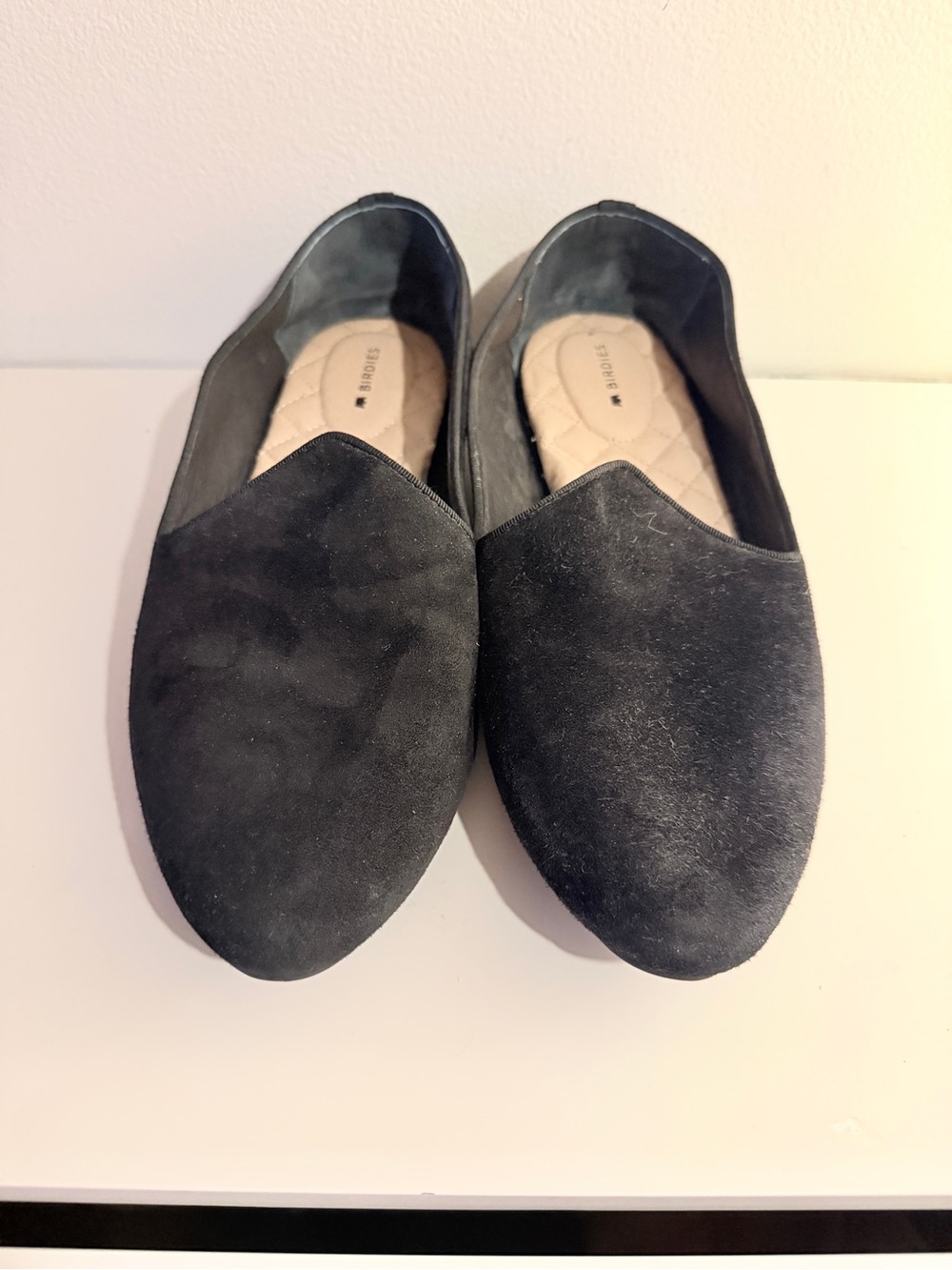 Birdies Black Suede Slip-On Flats. Sz 9